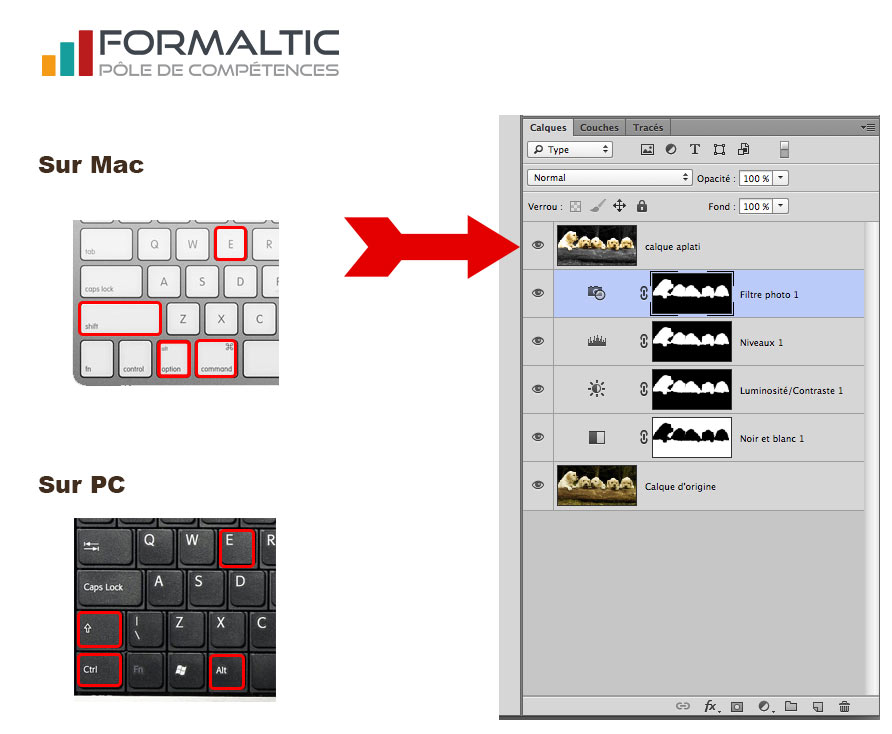 astuce pour aplatir les calques dans photoshop